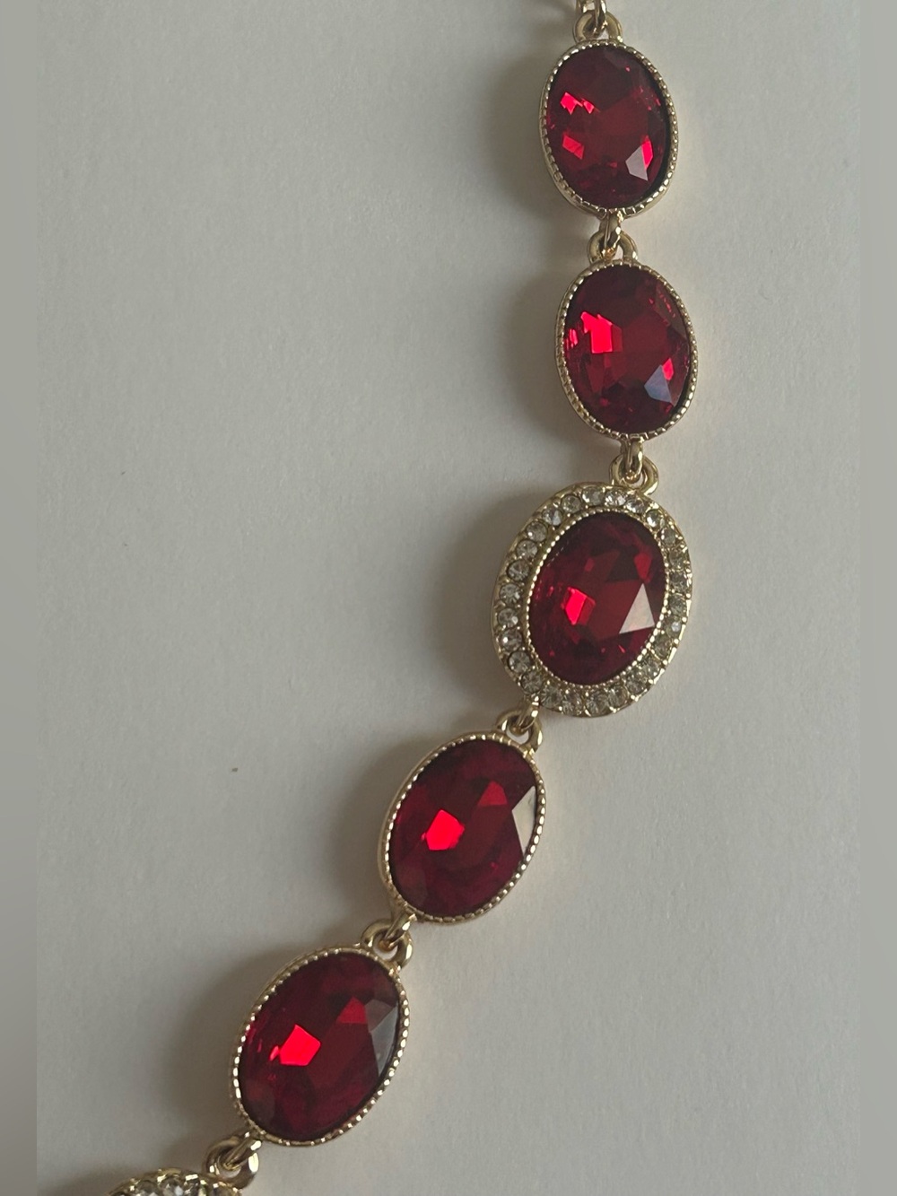 Vintage Monet Ruby Red Crystal Halo Necklace & Earring Set - Picture 7 of 15